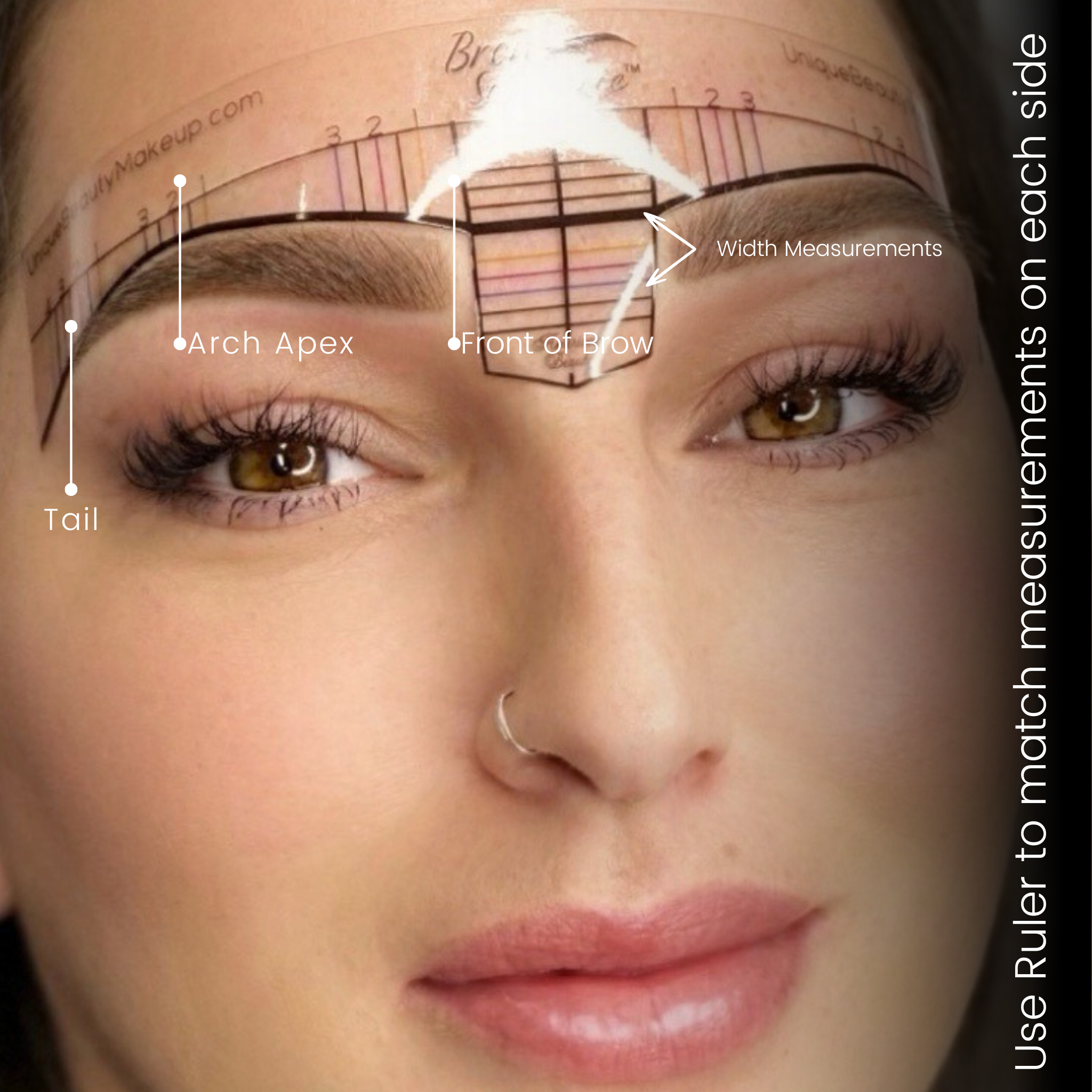 Fitted Eyebrow Symmetry Rulers – 4 Style Set for Measurement and Mapping
